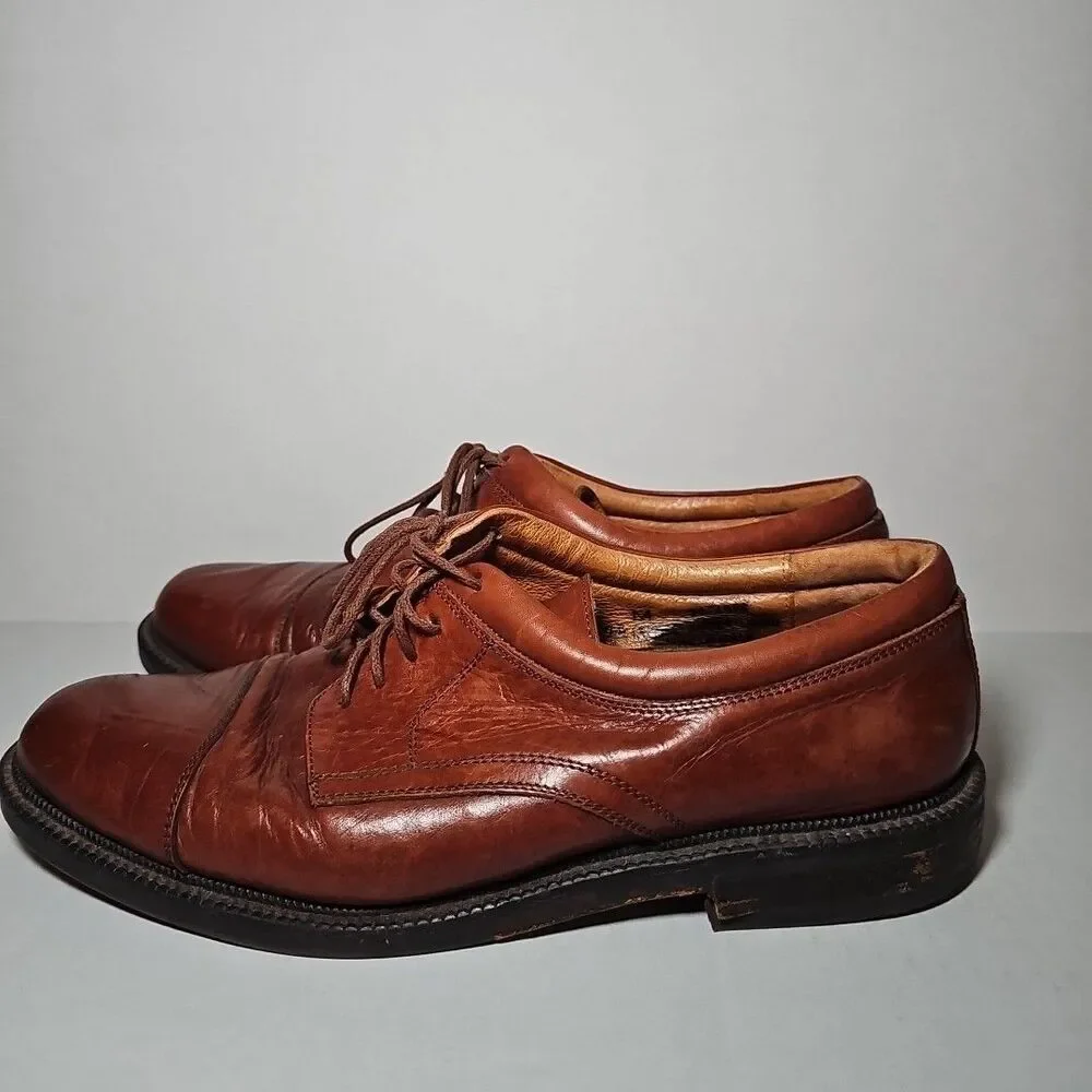 Men's Johnston & Murphy Passport Oxford Shoes 9M Brown Leather Cap-toe Italy